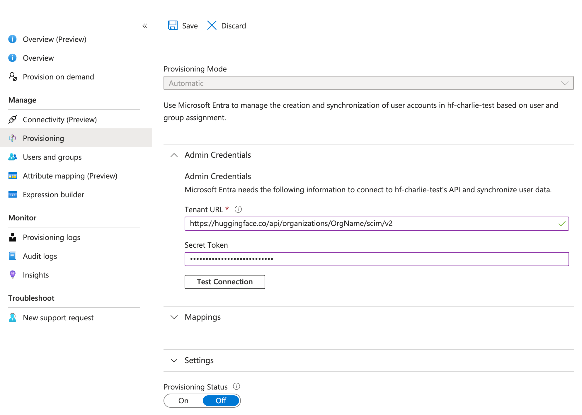 Entra ID SCIM Admin Credentials